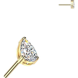 Titanium top prong set teardrop cubic zirconia Push-In
