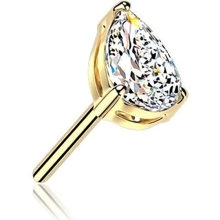 Titanium Top top prong set teardrop cubic zirconia Push-In