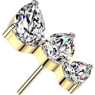 Titanium Top top three pear cubic zirconia fan Push-In