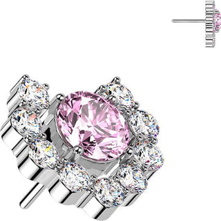 Titanium Top top heart shaped round cubic zirconia cluster Push-In