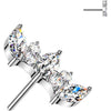 Titanium top marquise and round cubic zirconia fan Push-In