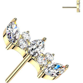 Titanium top marquise and round cubic zirconia fan Push-In