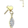 Titanium top flat heart with marquise cubic zirconia dangle Push-In