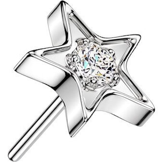 Titanium Top Top Shining Star With Center Zirconia Push-In