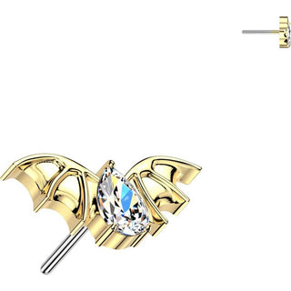 Titanium Top Top Bat With Teardrop Zirconia Push-In