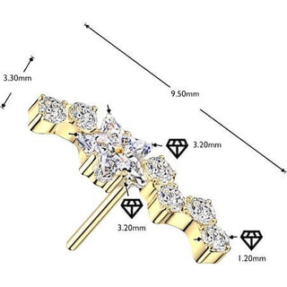 Titanium Top Top Shooting Star Zirconia Cluster Push-In