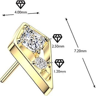 Titanium Top Top Kite With Square And Round Zirconia Push-In