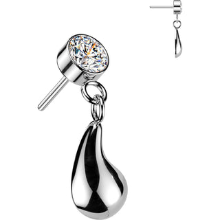 Titanium Top Top Bezel Zirconia With Teardrop Dangle Push-In