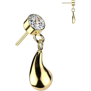 Titanium Top Top Bezel Zirconia With Teardrop Dangle Push-In