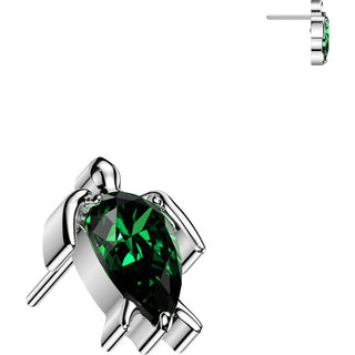 Titanium Top Top Turtle With Teardrop Zirconia Push-In