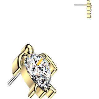 Titanium Top Top Turtle With Teardrop Zirconia Push-In