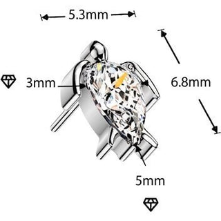 Titanium Top Top Turtle With Teardrop Zirconia Push-In