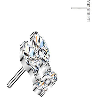 Titanium top double marquise and round cubic zirconia Push-In