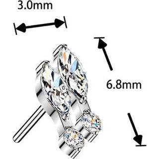 Titanium top double marquise and round cubic zirconia Push-In