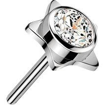 Titanium top star with bezel set cubic zirconia center Push-In