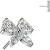 Titanium Top top butterfly with heart and marquise cubic zirconia wings Push-In