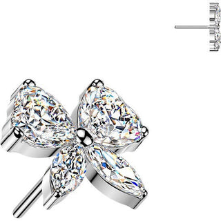 Titanium Top top butterfly with heart and marquise cubic zirconia wings Push-In