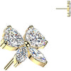 Titanium Top top butterfly with heart and marquise cubic zirconia wings Push-In