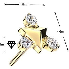 Titanium Top Top Pyramid Cut 3 Zirconias Push-In