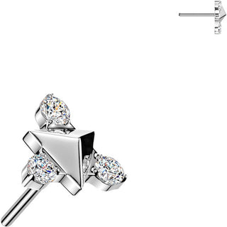 Titanium Top Top Pyramid Cut 3 Zirconias Push-In