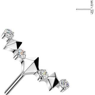 Titanium Top Top Curved Pyramid Cut 4 Zirconias Push-In
