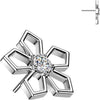Titanium Top Top Pentagonal Cut Out Flower Zirconia Push-In