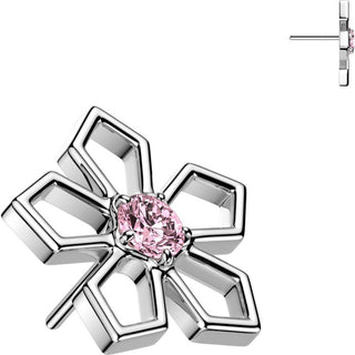 Titanium Top Top Pentagonal Cut Out Flower Zirconia Push-In