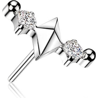 Titanium Top Top Pyramid Cut With Round Zirconias Push-In