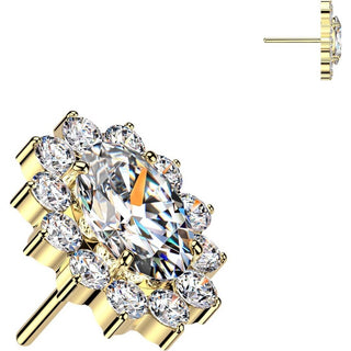 Titanium Top Top Oval Zirconia Pave Edge Push-In