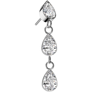 Titanium top teardrop dangle zirconia Push-In