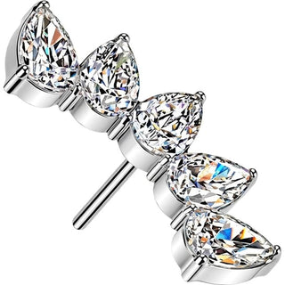 Titanium Top top 5 pear cubic zirconia fan Push-In