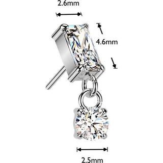 Titanium top rectangle zirconia dangle Push-In