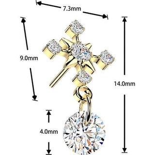 Titanium top cross zirconia dangle Push-In