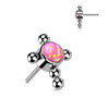 Titanium Top top cross zirconia or opal beaded balls Push-In