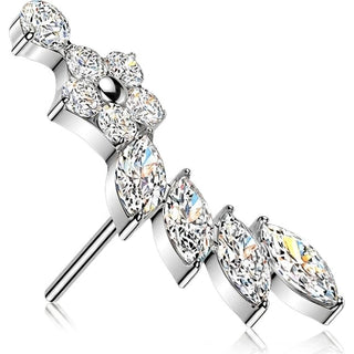 Titanium Top top flower and marquise cubic zirconia curve Push-In