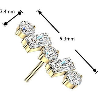 Titanium Top top round and baguette cubic zirconia line Push-In