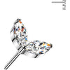 Titanium top double marquise cubic zirconia leaf Push-In