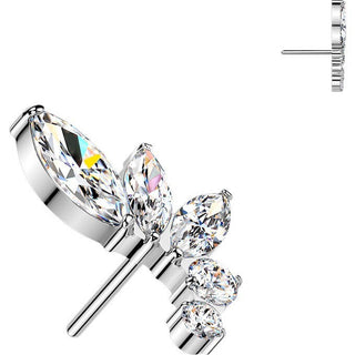 Titanium Top top curved marquise and round zirconia Push-In
