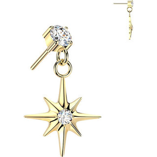 Titanium Top top prong set zirconia with starburst dangle Push-In