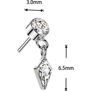Titanium Top top bezel set zirconia with kite zirconia dangle Push-In