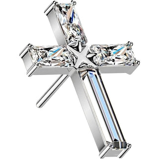 Titanium Top top baguette zirconia cross Push-In