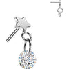 Titanium Top top star with round zirconia dangle Push-In