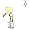 Titanium top heart with round zirconia dangle Push-In