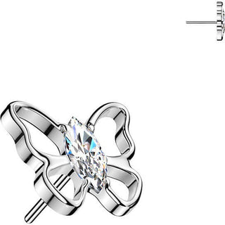 Titanium top marquise zirconia hollow butterfly Push-In