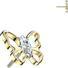 Titanium top marquise zirconia hollow butterfly Push-In