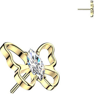 Titanium top marquise zirconia hollow butterfly Push-In