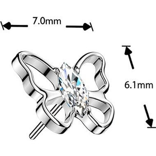 Titanium top marquise zirconia hollow butterfly Push-In