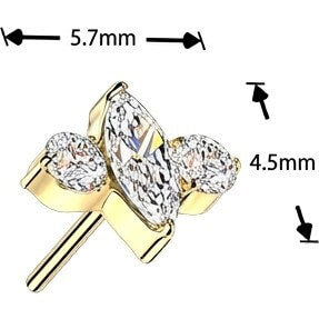 Titanium top marquise and round zirconia Push-In