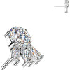 Titanium Top top round zirconia with 3 baguette zirconias Push-In
