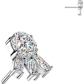 Titanium Top top round zirconia with 3 baguette zirconias Push-In